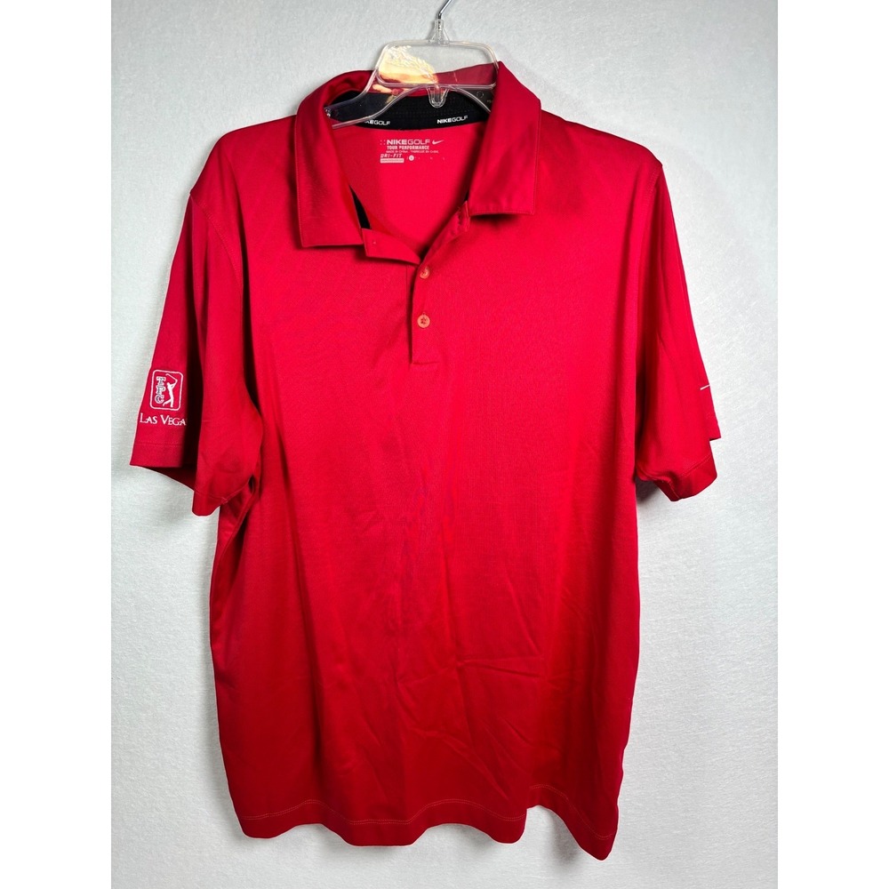 Nike Golf‎ Tour Performance Dri-FIT Polo Shirt Mens Large Red TPC Las Vegas Logo